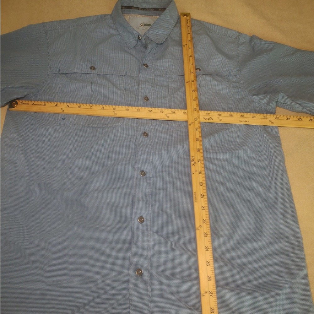 World Wide Sportsman Mens Blue Micro Check Short Sleeve Fishing Shirt Large